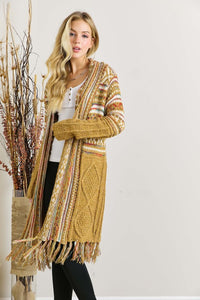 Fringe Hem Aztec Cardigan #AD02