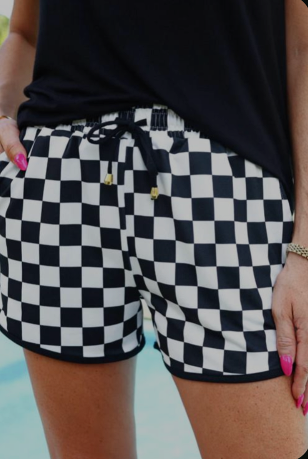 Checker Drawstring Shorts #CD400