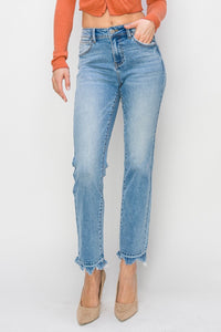 Risen High Rise Distressed Straight Fit Jeans  #S360