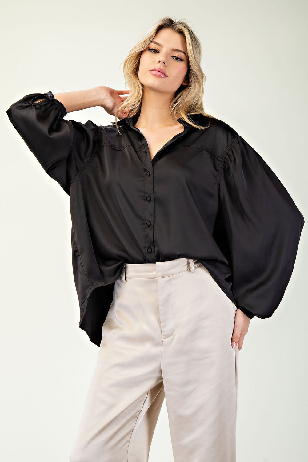 Long Sleeve Button Down Blouse #TK7421