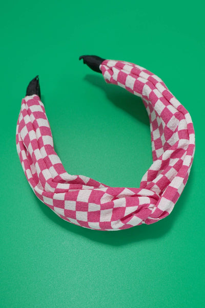 KNOTTED CHECKER HEADBAND HAIR BAND | #J01