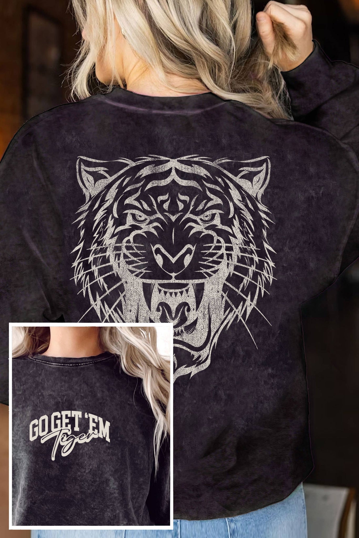 GO GET 'EM TIGER F&B PUFF MINERAL GRAPHIC TERRY SWEATSHIRT #RC04