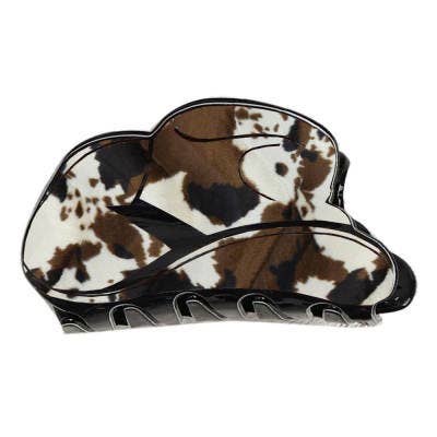 Brown Cowhide Cowboy Hat Hair Clip