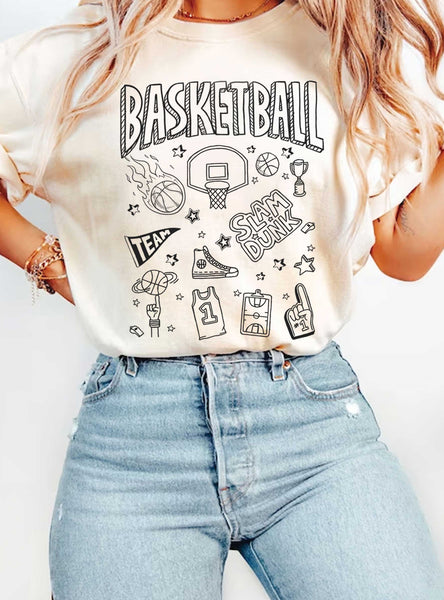 BASKETBALL CHARACTERS PUFF GRAPHIC TSHIRTS #RC01