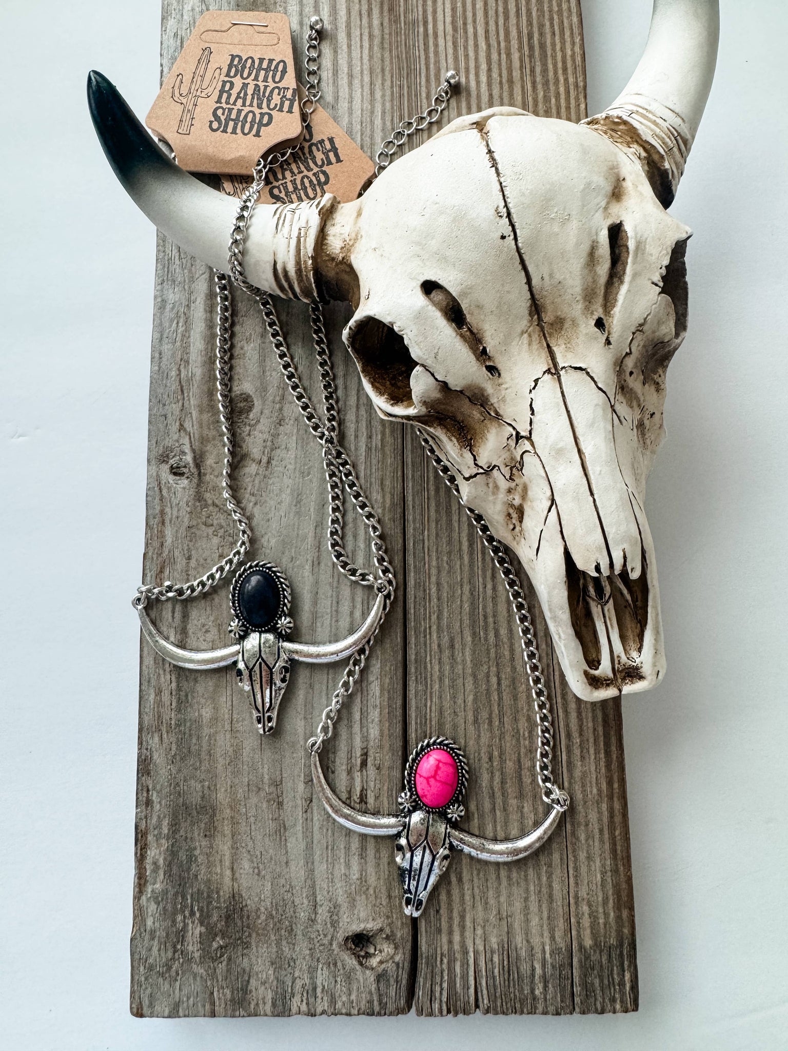 Western Steer Skull Stone Necklace #BRS06