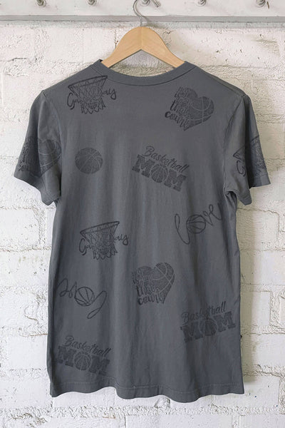 BASKETBALL MOM ALLOVER HAND STAMP GRAPHIC TSHIRTS #RC03