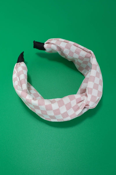 KNOTTED CHECKER HEADBAND HAIR BAND | #J01