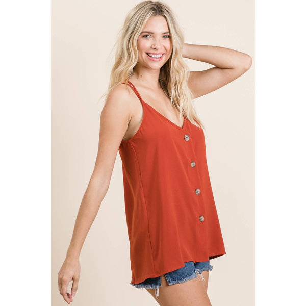 Button Down Crisscross Tank Top #VT0325