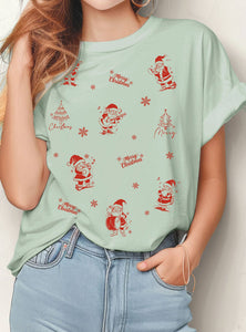 SANTA CLAUS CHRISTMAS MUSIC PUFF GRAPHIC T SHIRTS #RC02