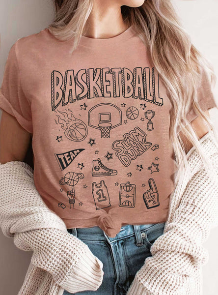 BASKETBALL CHARACTERS PUFF GRAPHIC TSHIRTS #RC01