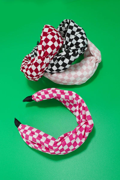 KNOTTED CHECKER HEADBAND HAIR BAND | #J01