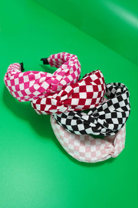 KNOTTED CHECKER HEADBAND HAIR BAND | #J01