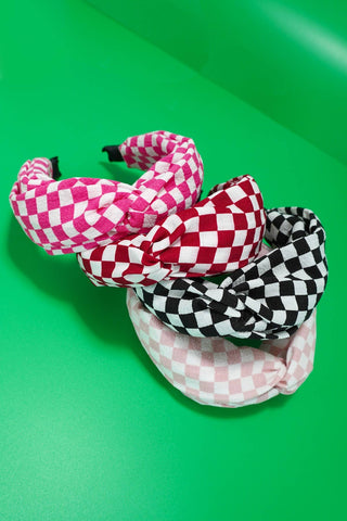 KNOTTED CHECKER HEADBAND HAIR BAND | #J01