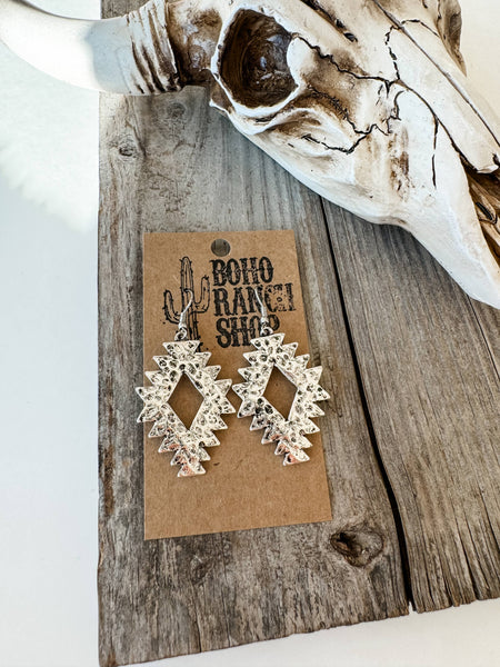 Western Hammered Textured Aztec Dangle Earrings #BRS03