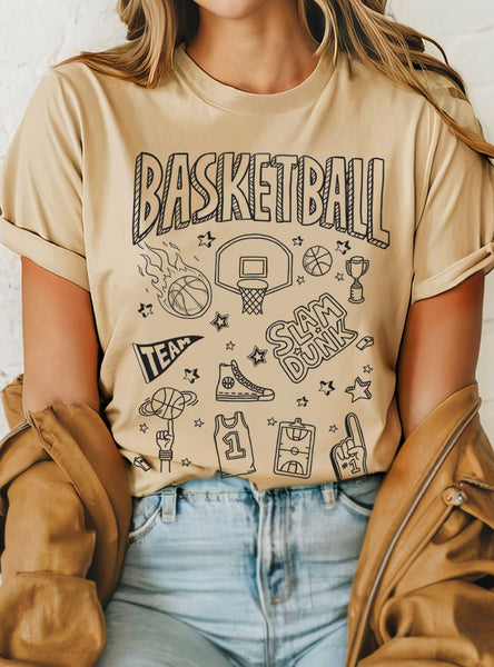 BASKETBALL CHARACTERS PUFF GRAPHIC TSHIRTS #RC01